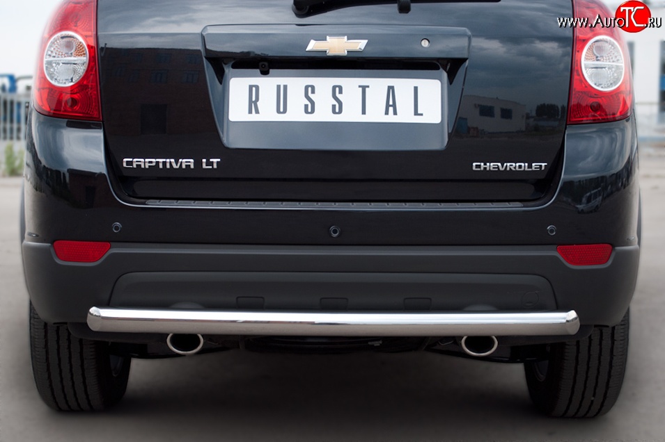 15 349 р. Одинарная защита заднего бампера из трубы диаметром 63 мм SLITKOFF  Chevrolet Captiva (2011-2013) 1-ый рестайлинг  с доставкой в г. Керчь