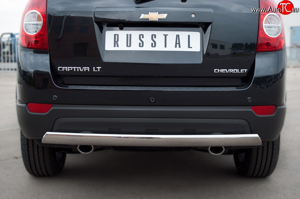 4 999 р. Защита заднего бампера (Ø75x42 мм, нержавейка) Russtal Chevrolet Captiva 1-ый рестайлинг (2011-2013)  с доставкой в г. Керчь