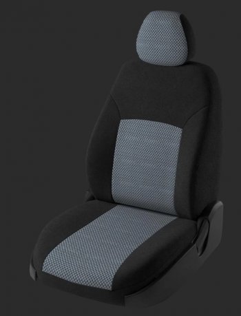 Чехлы для сидений Lord Autofashion Дублин (жаккард, спинка 60/40, 2 Г-образных подголовника) Chevrolet Cobalt (2011-2023), Ravon R4 (2016-2020) (Черный, вставка Стежок серый)
