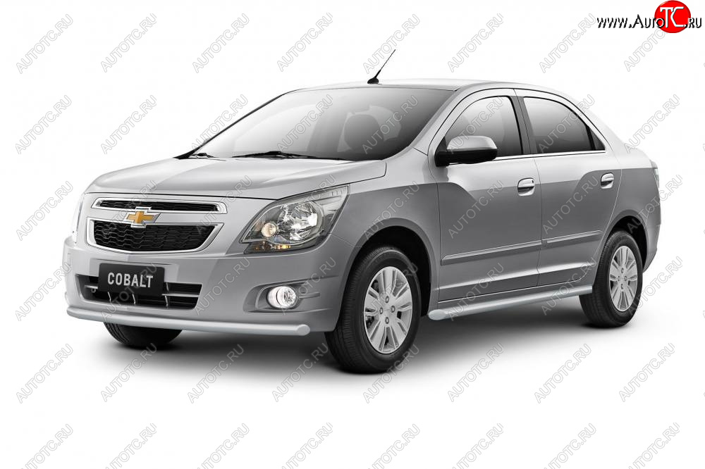 4 739 р. Защита порогов Petroil Tuning (Ø38 мм)  Chevrolet Cobalt (2019-2023) седан 2-ой рестайлинг (Сталь полимерным покрытием в цвет: серебристый ❞Искра❝)  с доставкой в г. Керчь