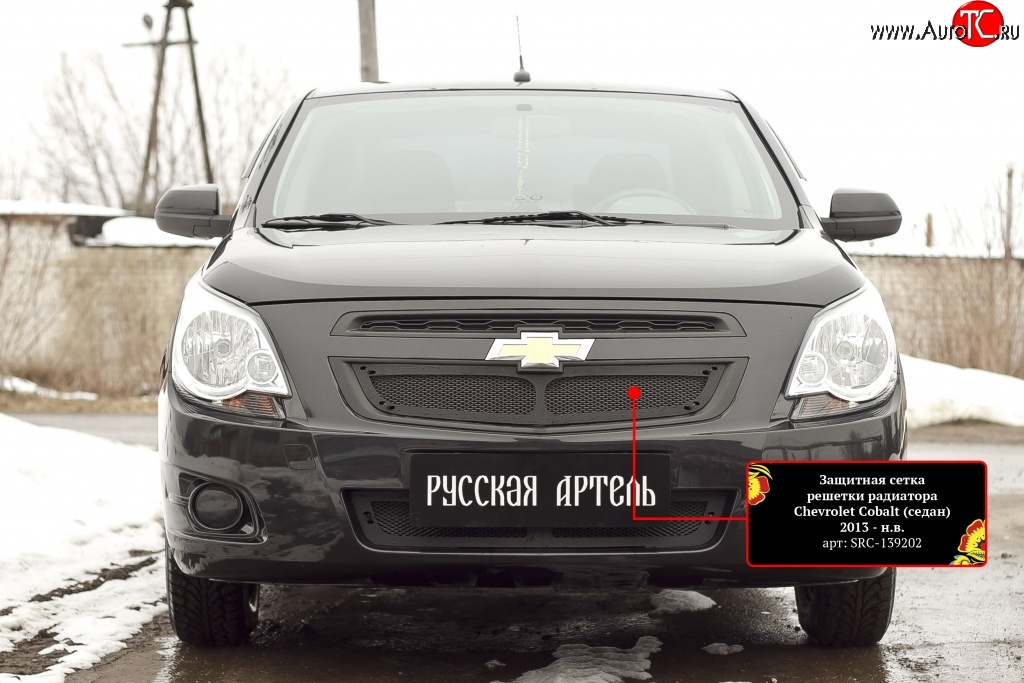 1 889 р. Защитная сетка решетки радиатора RA  Chevrolet Cobalt (2011-2016) седан дорестайлинг (Неокрашенная)  с доставкой в г. Керчь