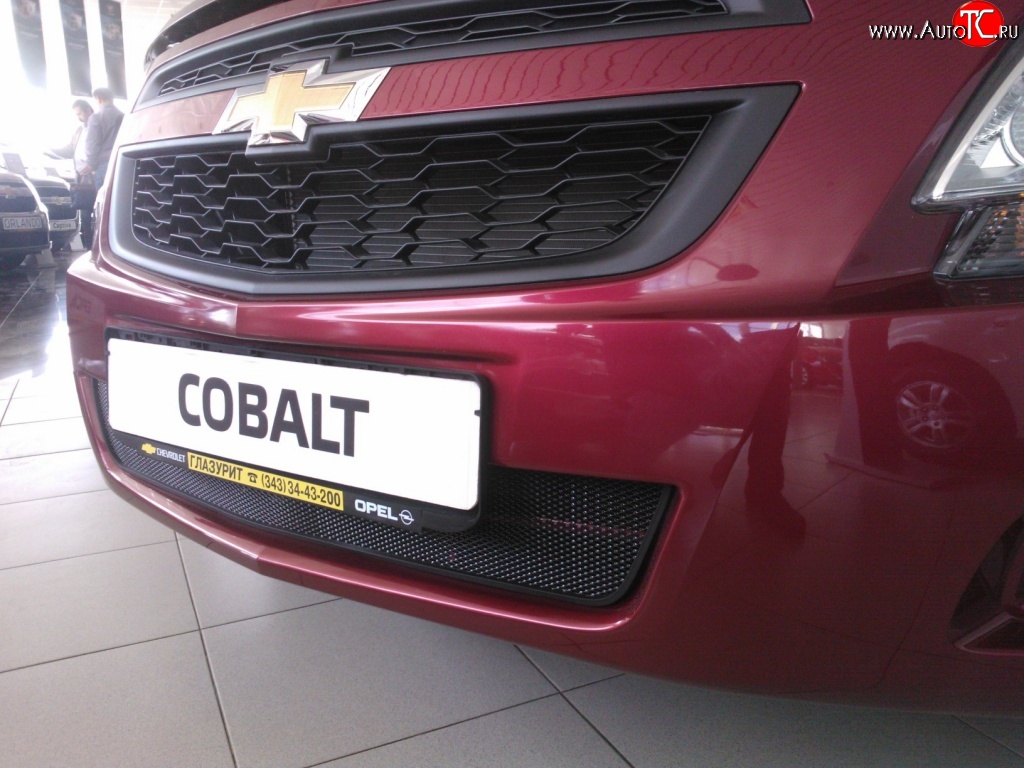 2 089 р. Нижняя сетка на бампер Russtal (черная) Chevrolet Cobalt седан дорестайлинг (2011-2016)  с доставкой в г. Керчь