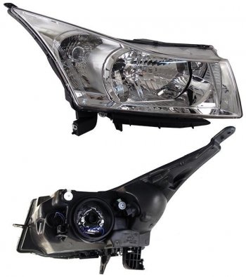 Правая передняя фара SAT (мех. корректор, хром) Chevrolet Cruze ( J300,  J308,  J305) (2012-2015) седан рестайлинг, универсал рестайлинг, хэтчбек рестайлинг