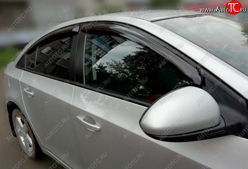 3 199 р. Дефлекторы окон (ветровики) SIM Chevrolet Cruze J300 седан дорестайлинг (2009-2012)  с доставкой в г. Керчь