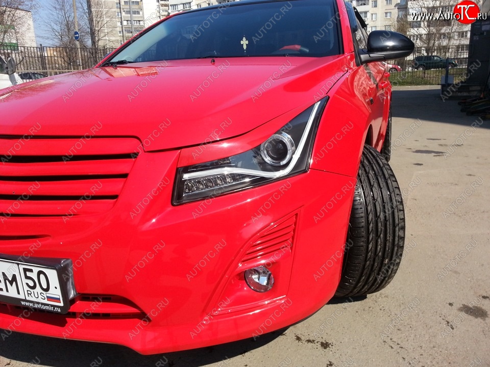 1 149 р. Реснички на фары Tuning-Sport v2 Chevrolet Cruze J300 седан рестайлинг (2012-2015) (Неокрашенные)  с доставкой в г. Керчь