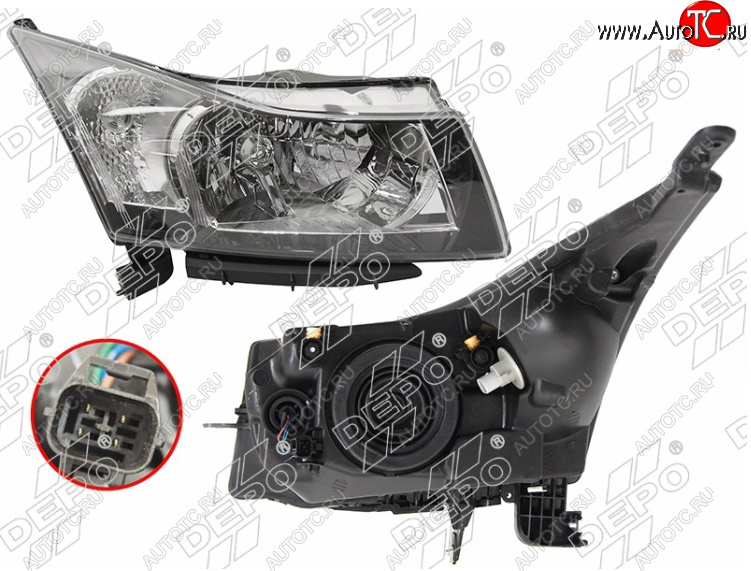 14 449 р. Левая фара (с электрокорректором) DEPO  Chevrolet Cruze ( J300,  J305,  J308) (2009-2015) седан дорестайлинг, хэтчбек дорестайлинг, седан рестайлинг, универсал рестайлинг, хэтчбек рестайлинг  с доставкой в г. Керчь