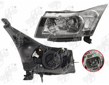 Левая фара (с электрокорректором) DEPO Chevrolet Cruze J305 хэтчбек дорестайлинг (2009-2012)