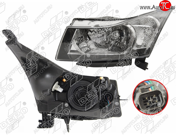 14 449 р. Левая фара (с электрокорректором) DEPO  Chevrolet Cruze ( J300,  J305,  J308) (2009-2015) седан дорестайлинг, хэтчбек дорестайлинг, седан рестайлинг, универсал рестайлинг, хэтчбек рестайлинг  с доставкой в г. Керчь