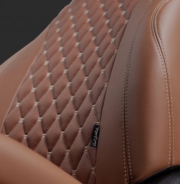 Чехлы для сидений Lord Autofashion Байрон (экокожа, спинка 60/40, 2 П- и 1 Г-образных подголовника) Chevrolet Cruze J305 хэтчбек дорестайлинг (2009-2012) (Коричневый, вставка коричневая, строчка бежевая)