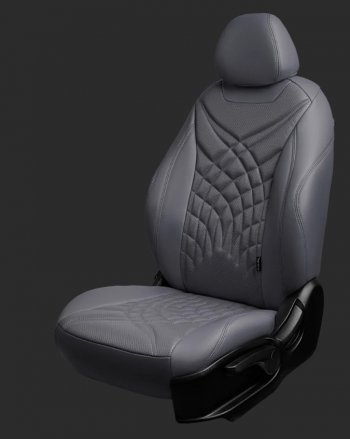 Чехлы для сидений Lord Autofashion Байрон ЖУК (экокожа, спинка 60/40, 2 П- и 1 Г-образных подголовника) Chevrolet Cruze ( J300,  J305,  J308) (2009-2015) седан дорестайлинг, хэтчбек дорестайлинг, седан рестайлинг, универсал рестайлинг, хэтчбек рестайлинг (Серый, вставка серая, строчка серая)
