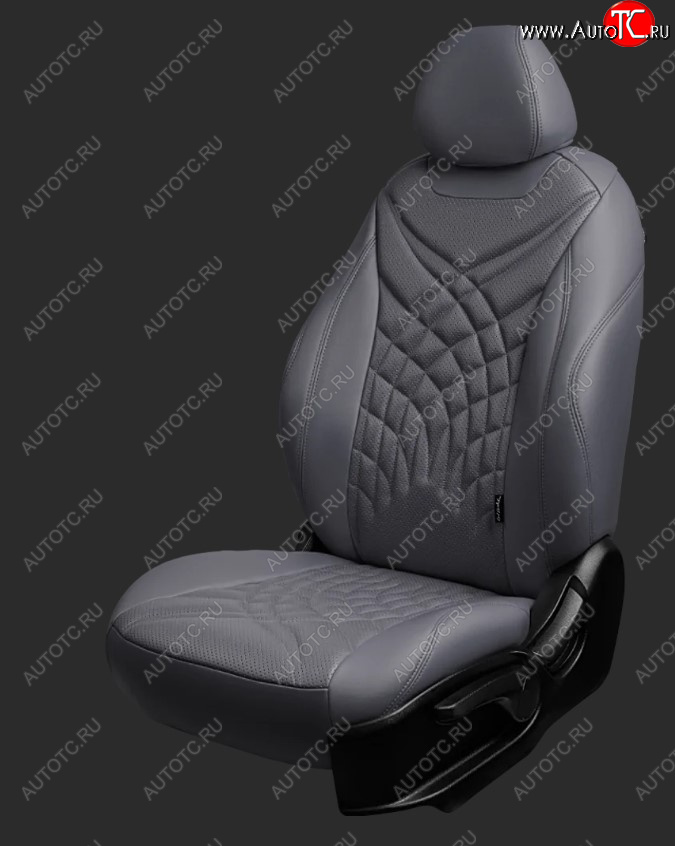 15 249 р. Чехлы для сидений Lord Autofashion Байрон ЖУК (экокожа, спинка 60/40, 2 П- и 1 Г-образных подголовника) Chevrolet Cruze J308 универсал рестайлинг (2012-2015) (Серый, вставка серая, строчка серая)  с доставкой в г. Керчь
