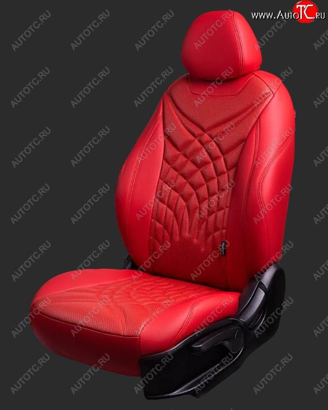 15 199 р. Чехлы для сидений Lord Autofashion Байрон ЖУК (экокожа, спинка 60/40, 2 П- и 1 Г-образных подголовника) Chevrolet Cruze J308 универсал рестайлинг (2012-2015) (Красный, вставка красная, строчка красная)  с доставкой в г. Керчь