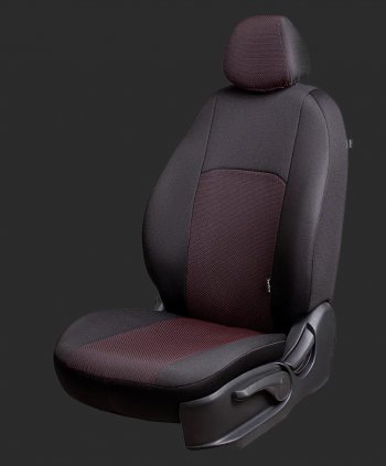 Чехлы для сидений Lord Autofashion Дублин (жаккард, спинка 60/40, 2П- и 1Г-образных подголовника) Chevrolet Cruze J305 хэтчбек дорестайлинг (2009-2012) (Черный, вставка Ёж Красный)