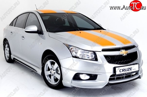 3 999 р. Накладка на передний бампер Extrime Chevrolet Cruze J300 седан дорестайлинг (2009-2012) (Неокрашенная)  с доставкой в г. Керчь