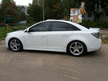 4 099 р. Пороги накладки пластиковые CT Chevrolet Cruze J308 универсал рестайлинг (2012-2015) (Неокрашенные)  с доставкой в г. Керчь. Увеличить фотографию 3