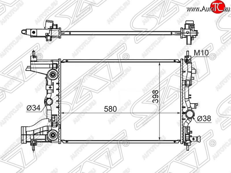 5 749 р. Радиатор SAT (пластинчатый, 1,8/1,6, АКПП) Opel Astra J хэтчбек 5 дв.  рестайлинг (2012-2017)  с доставкой в г. Керчь