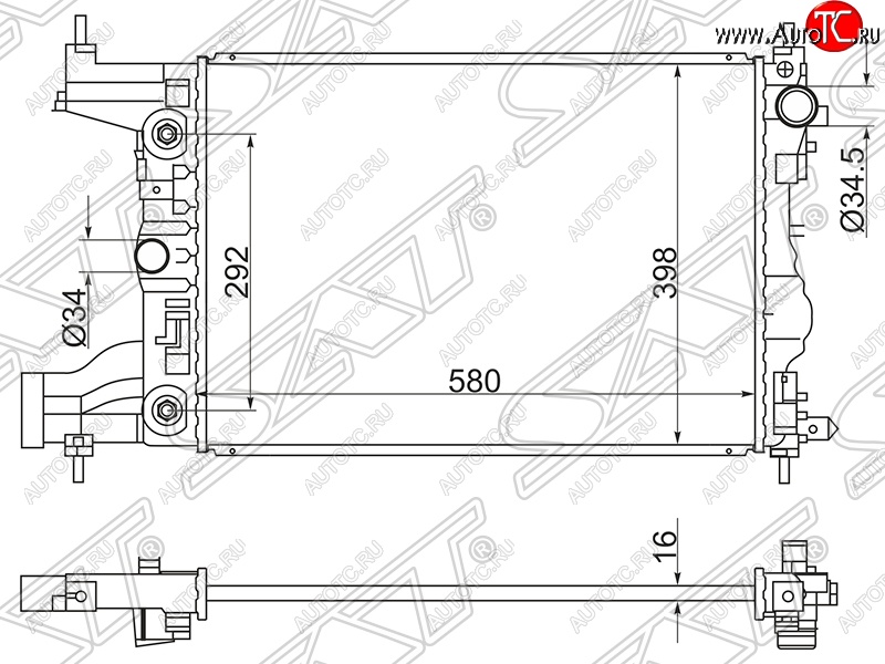 4 649 р. Радиатор двигателя SAT (трубчатый, МКПП/АКПП) Chevrolet Cruze J308 универсал рестайлинг (2012-2015)  с доставкой в г. Керчь