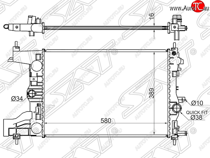 3 989 р. Радиатор двигателя SAT (трубчатый, 1.4/1.6/1.8, МКПП) Opel Astra J хэтчбек 5 дв.  рестайлинг (2012-2017)  с доставкой в г. Керчь