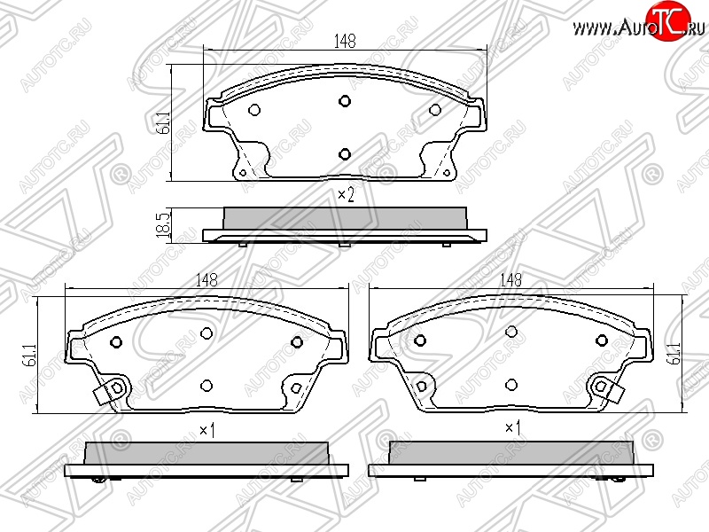 1 199 р. Колодки тормозные передние SAT (диски 300мм)  Chevrolet Aveo ( T250,  T300) (2006-2015), Chevrolet Cruze ( J300,  J305,  J308) (2009-2015), Opel Astra  J (2009-2017)  с доставкой в г. Керчь