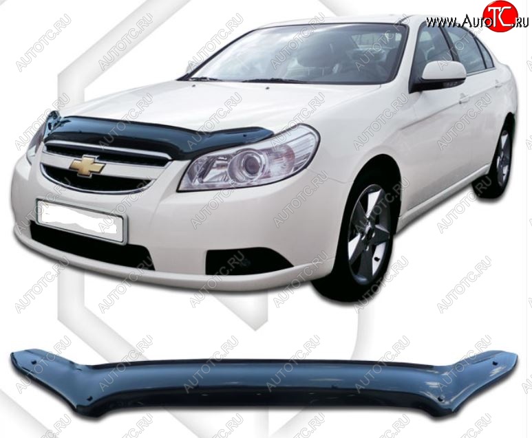 2 079 р. Дефлектор капота CA-Plastic Chevrolet Epica V250 (2006-2012) (Classic черный, Без надписи)  с доставкой в г. Керчь