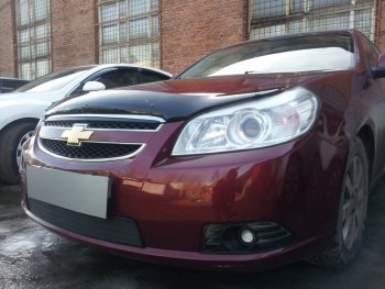 Защитная сетка радиатора в бампер Стрелка 11 Стандарт (алюминий, пластик) Chevrolet Epica  V250 (2006-2012) (Цвет: черный)