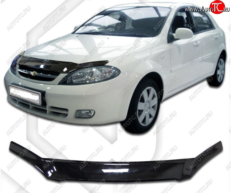 1 999 р. Дефлектор капота CA-Plastic Chevrolet Lacetti хэтчбек (2002-2013) (Classic черный, Без надписи)  с доставкой в г. Керчь