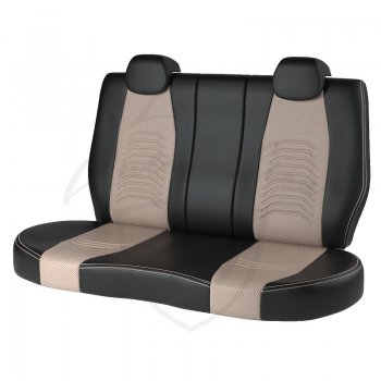 7 799 р. Чехлы для сидений Lord Autofashion Денвер (экокожа)  Chevrolet Lacetti ( седан,  универсал,  хэтчбек) (2002-2013), Daewoo Gentra ( KLAS) (2005-2016) (Чёрный, вставка бежевая)  с доставкой в г. Керчь. Увеличить фотографию 2