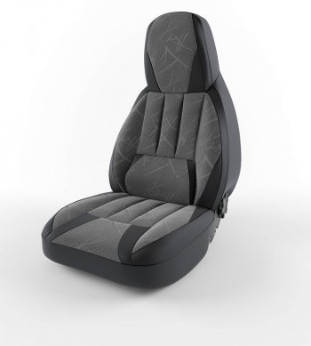 Чехлы для сидений Lord Autofashion Форсаж (экокожа) Chevrolet Lanos  T100 (2002-2017) седан (Черный, вставка флок Серый флеш)