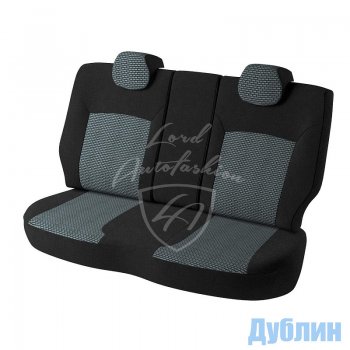 Чехлы для сидений Lord Autofashion Дублин (жаккард, 60/40, 2 горба) Chevrolet Lanos  T100 (2002-2017) седан (Чёрный, вставка Сеул серый)