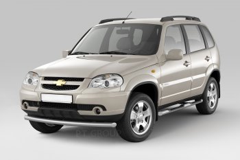 Защита порогов из трубы Ø63 мм с проступью Petroil Tuning Chevrolet Niva  2123 (2009-2020), Лада 2123 (Нива Шевроле) (2009-2021) (Сталь полимерным покрытием в цвет: серебристый ❞Искра❝)