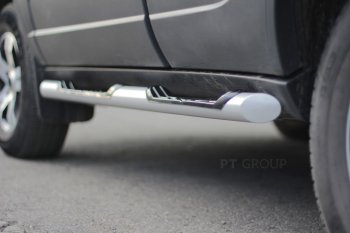 4 299 р. Защита порогов из трубы Ø63 мм с проступью Petroil Tuning Лада 2123 (Нива Шевроле) 2 рестайлинг (2020-2021) (Сталь полимерным покрытием в цвет: серебристый ❞Искра❝)  с доставкой в г. Керчь. Увеличить фотографию 3