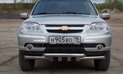 16 989 р. Защита переднего бампера двойная с зубьями из труб d63/63 мм Petroil Tuning Лада 2123 (Нива Шевроле) 1 рестайлинг (2009-2020) (Нержавеющая полированная сталь)  с доставкой в г. Керчь. Увеличить фотографию 4