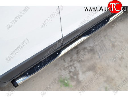 22 549 р. Защита порогов (круглая труба с накладками, диаметр 76 мм) SLITKOFF  Chevrolet Niva  2123 (2002-2008), Лада 2123 (Нива Шевроле) (2002-2008) (Пластиковые заглушки)  с доставкой в г. Керчь
