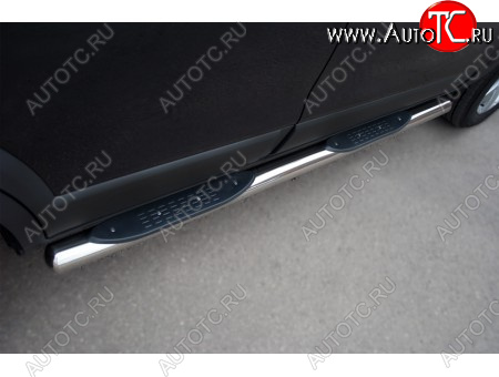 24 549 р. Защита порогов (круглая труба с накладками, диаметр 76 мм) SLITKOFF  Chevrolet Niva  2123 (2002-2008), Лада 2123 (Нива Шевроле) (2002-2008) (Круглые 90°)  с доставкой в г. Керчь