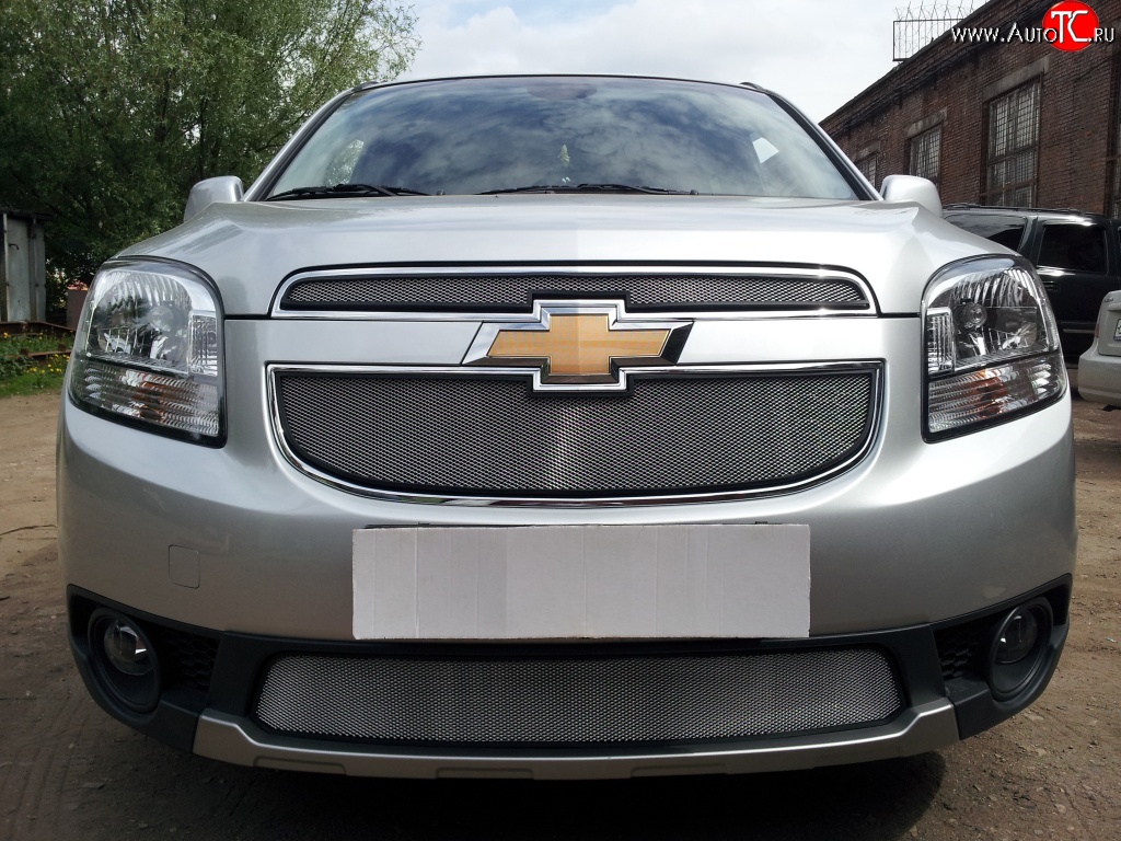 1 539 р. Сетка в решетку радиатора (нижняя) Russtal Chevrolet Orlando (2011-2018) (хром)  с доставкой в г. Керчь