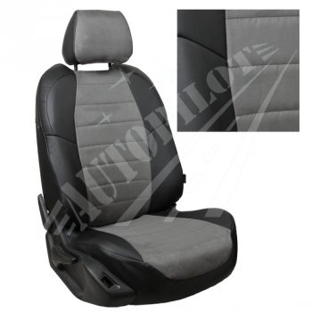 Чехлы сидений AUTOPILOT Алькантара () Chevrolet Spark  M300 (2010-2022) дорестайлинг, 2-ой рестайлинг (Черный + Серый)