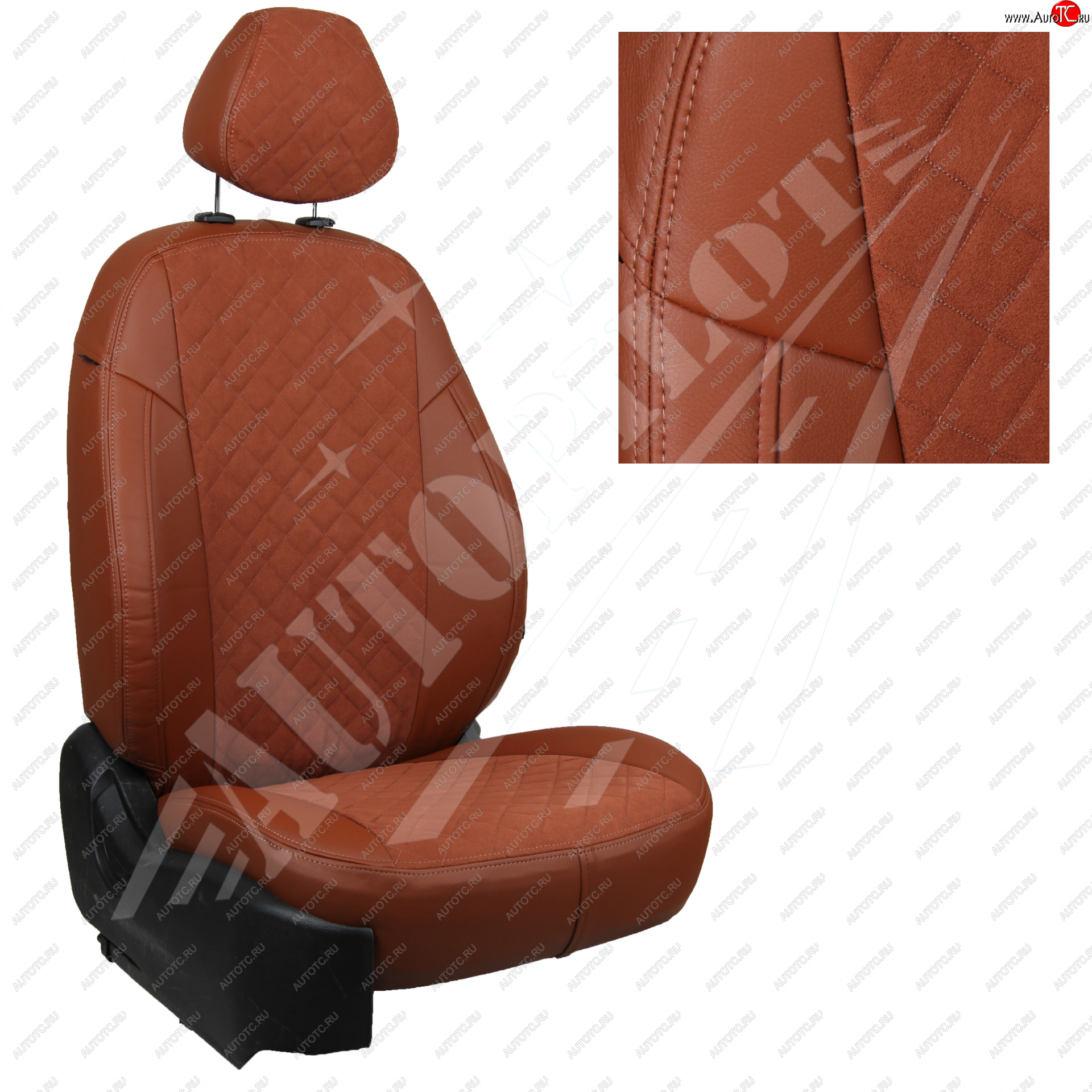 14 449 р. Чехлы сидений AUTOPILOT Алькантара Ромб (задние спинка и сиденье 60/40  Chevrolet Spark  M300 (2010-2022) дорестайлинг, 2-ой рестайлинг (Коричневый + Коричневый)  с доставкой в г. Керчь