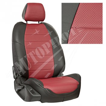 Чехлы сидений AUTOPILOT Экокожа (задние спинка и сиденье 40/60) Chevrolet Spark  M300 (2010-2022) дорестайлинг, 2-ой рестайлинг (Черный + Бордовый)
