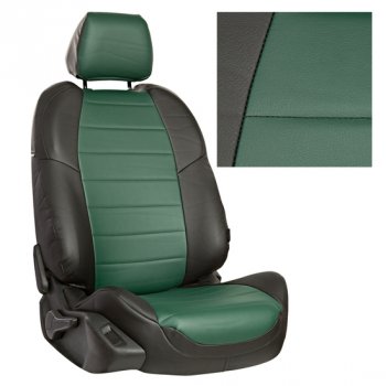 Чехлы сидений AUTOPILOT Экокожа (задние спинка и сиденье 40/60) Chevrolet Spark  M300 (2010-2022) дорестайлинг, 2-ой рестайлинг (Черный + Зеленый)