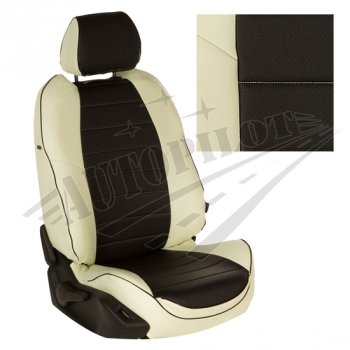 Чехлы сидений AUTOPILOT Экокожа (задние спинка и сиденье 40/60) Chevrolet Spark  M300 (2010-2022) дорестайлинг, 2-ой рестайлинг (Белый + Черный)