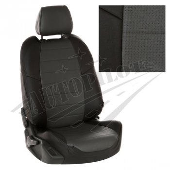 Чехлы сидений AUTOPILOT Экокожа (задние спинка и сиденье 40/60) Chevrolet Spark  M300 (2010-2022) дорестайлинг, 2-ой рестайлинг (Черный + Темно серый)