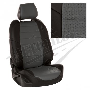Чехлы сидений AUTOPILOT Экокожа (задние спинка и сиденье 40/60) Chevrolet Spark  M300 (2010-2022) дорестайлинг, 2-ой рестайлинг (Черный + Серый)