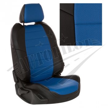 Чехлы сидений AUTOPILOT Экокожа (задние спинка и сиденье 40/60) Chevrolet Spark  M300 (2010-2022) дорестайлинг, 2-ой рестайлинг (Черный + Синий)