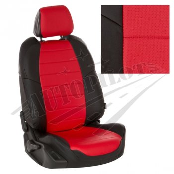 Чехлы сидений AUTOPILOT Экокожа (задние спинка и сиденье 40/60) Chevrolet Spark  M300 (2010-2022) дорестайлинг, 2-ой рестайлинг (Черный + Красный)