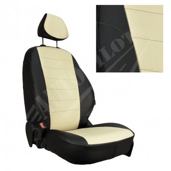 Чехлы сидений AUTOPILOT Экокожа (задние спинка и сиденье 40/60) Chevrolet Spark  M300 (2010-2022) дорестайлинг, 2-ой рестайлинг (Черный + бежевый)