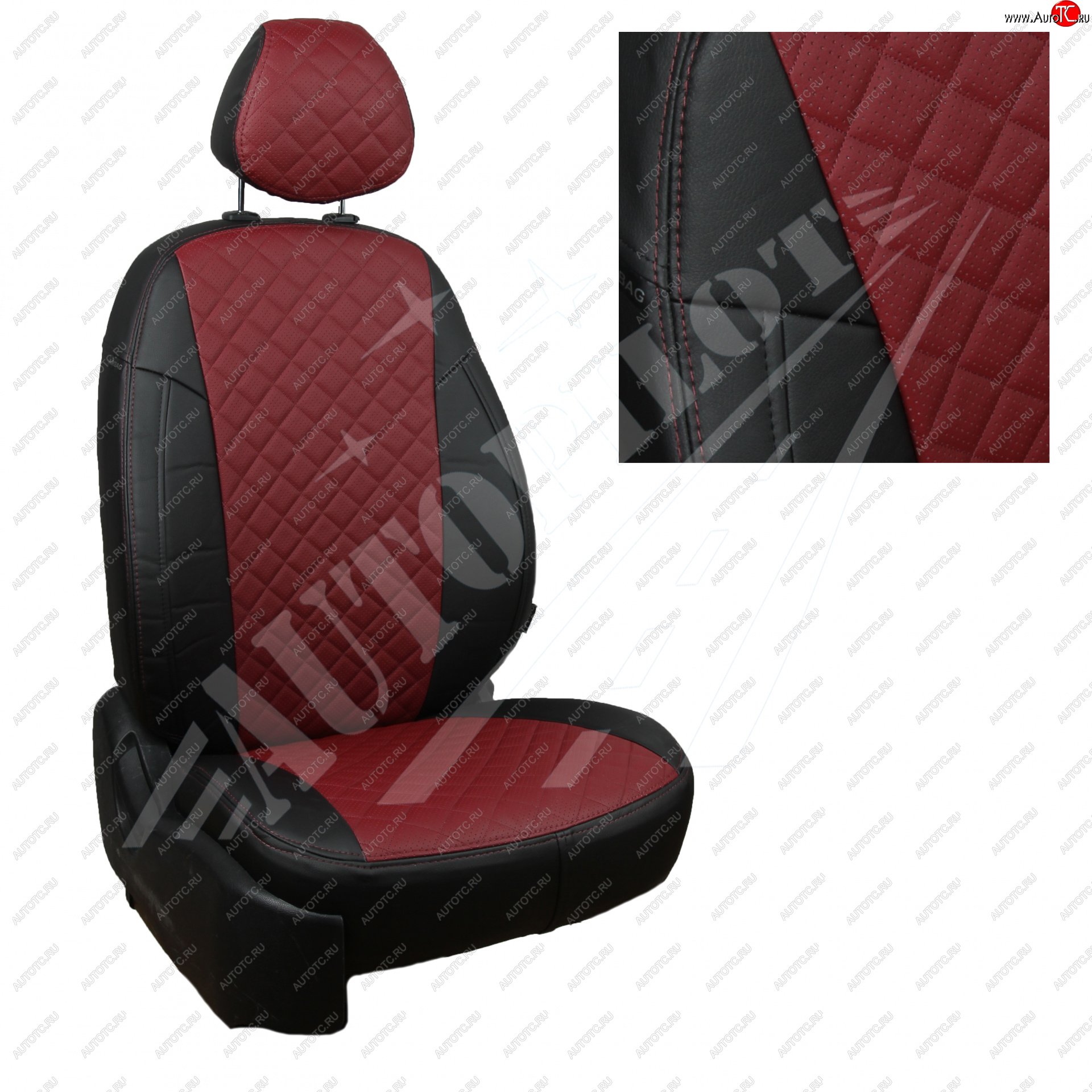 14 449 р. Чехлы сидений AUTOPILOT Экокожа Ромб (задние спинка и сиденье 40/60)  Chevrolet Spark  M300 (2010-2022) дорестайлинг, 2-ой рестайлинг (Черный + Бордовый)  с доставкой в г. Керчь