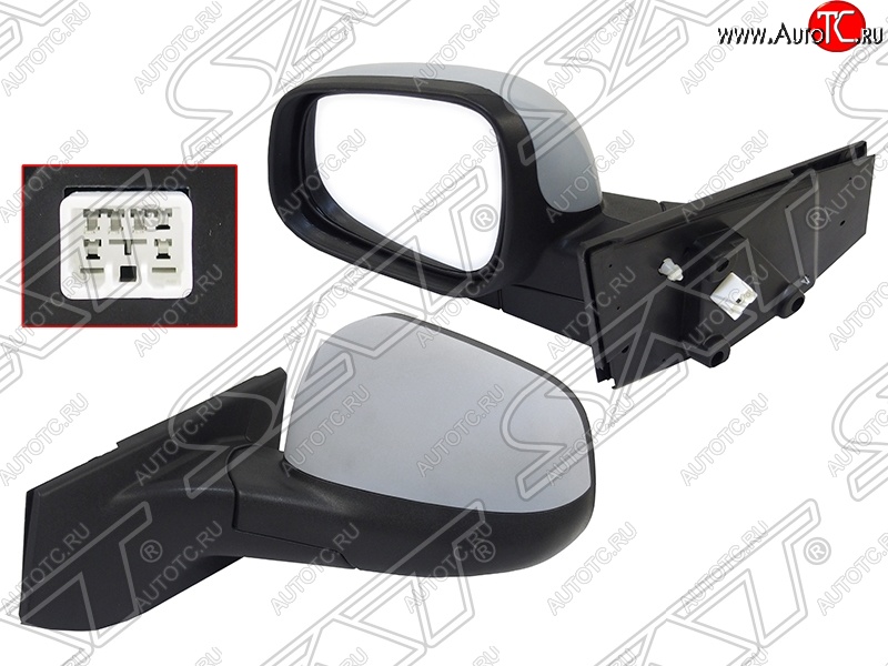 9 699 р. Боковое левое зеркало заднего вида SAT (регулировка, 3 контакта) Daewoo Matiz M300 (2009-2016) (Неокрашенное)  с доставкой в г. Керчь