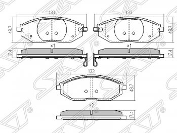 Колодки тормозные SAT (передние) Chevrolet Spark  M300 (2010-2015) дорестайлинг