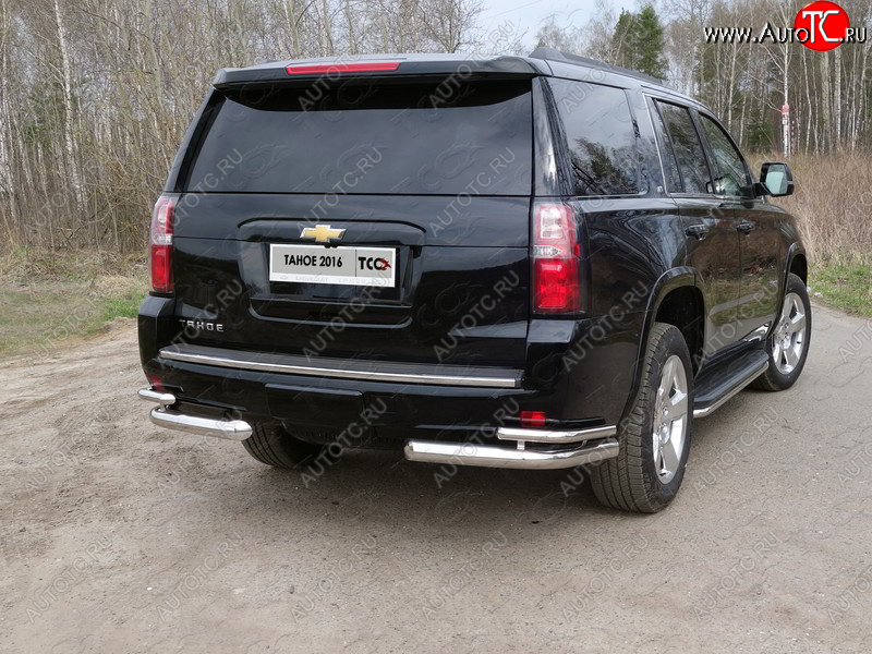 26 499 р. Защита заднего бампера (уголки двойные) ТСС 76,1/42,4 мм Chevrolet Tahoe K2UC (2014-2021)  с доставкой в г. Керчь