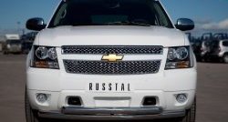 Защита переднего бампера (2 трубыØ76 мм, нержавейка) SLITKOFF Chevrolet Tahoe  GMT900 (2006-2013) 5 дв.